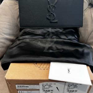 Saint Laurent YSL black leather Uptown clutch